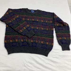 Vintage Cambridge Classics Pullover Geometric Knit Sweatshirt Men's Size Large